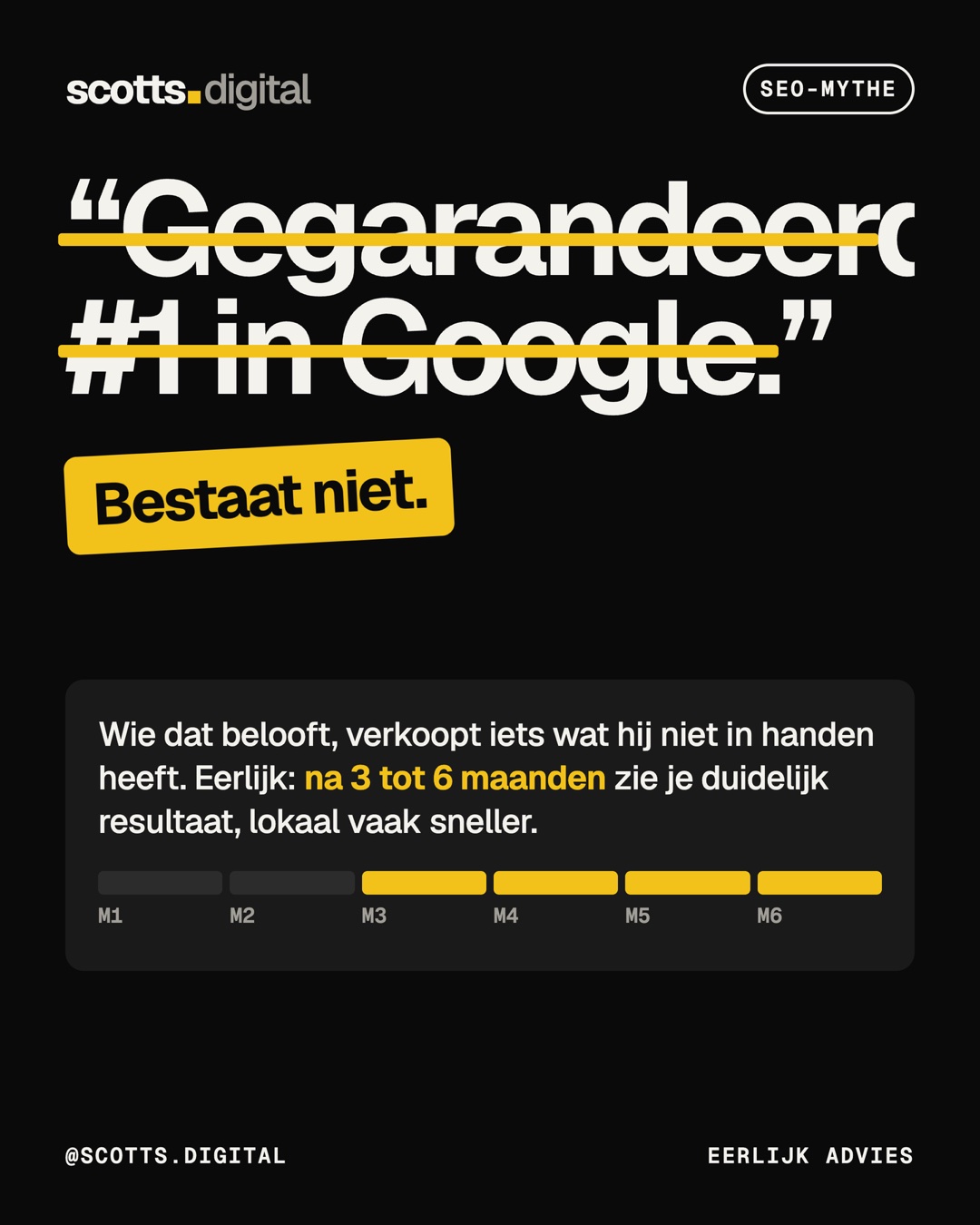 Instagram-post van Scott: "Wij zorgen dat je #1 staat in Google." Gegarandeerd.