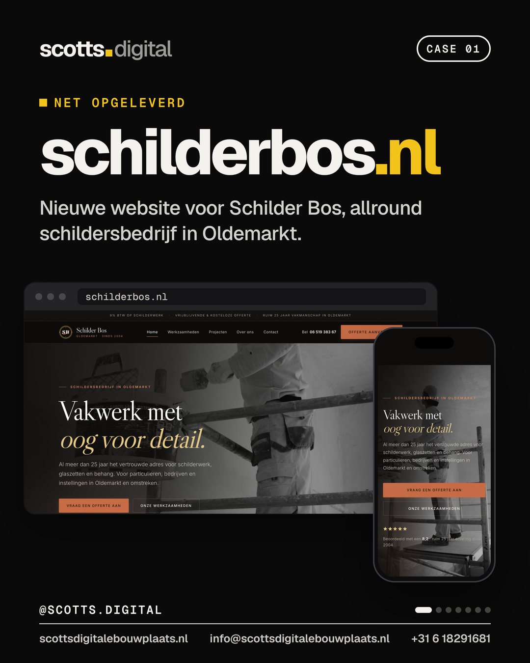 Instagram-carrousel van Scott: Case 01: schilderbos.nl.